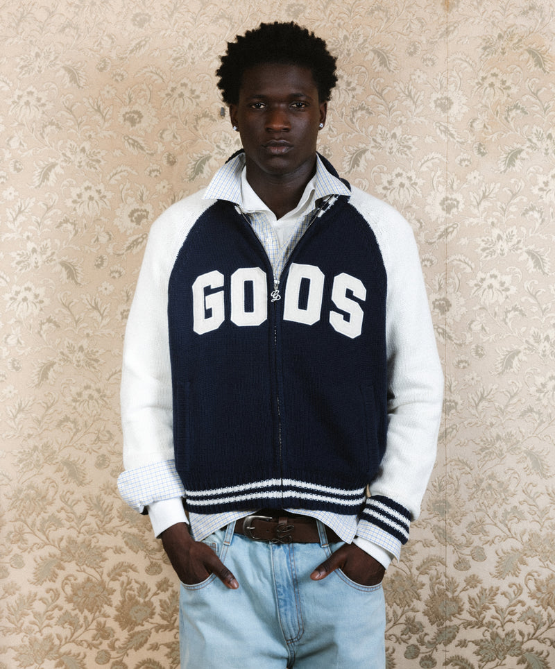 Varsity Knitted Jacket Navy
