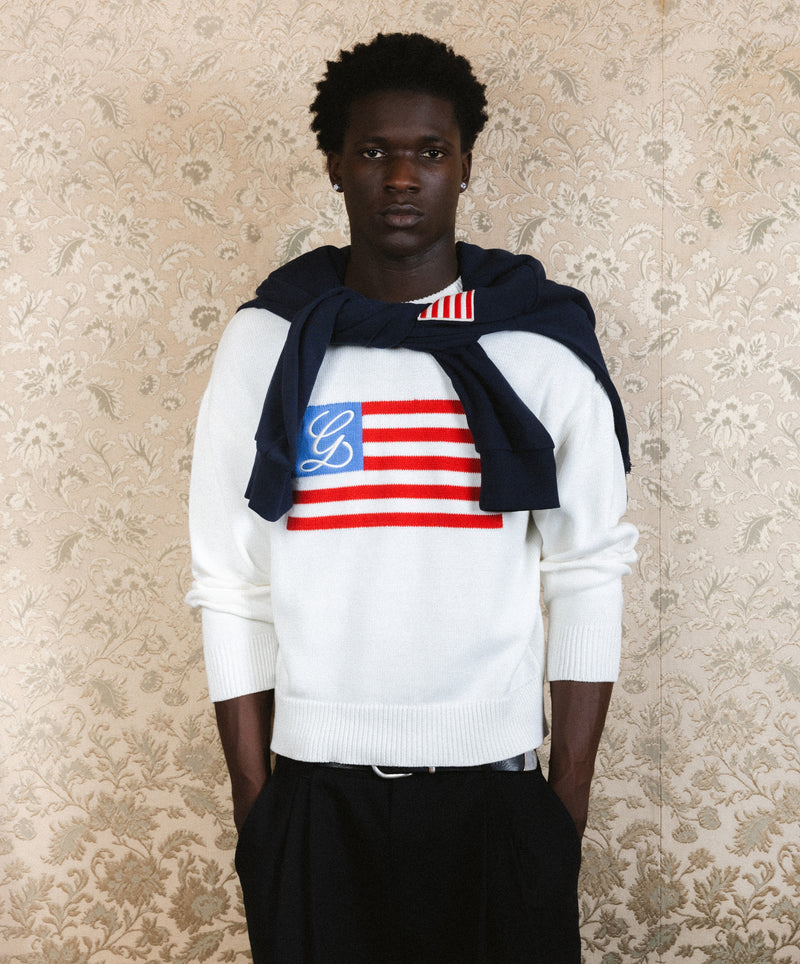 Flag Knitted Sweater Cream