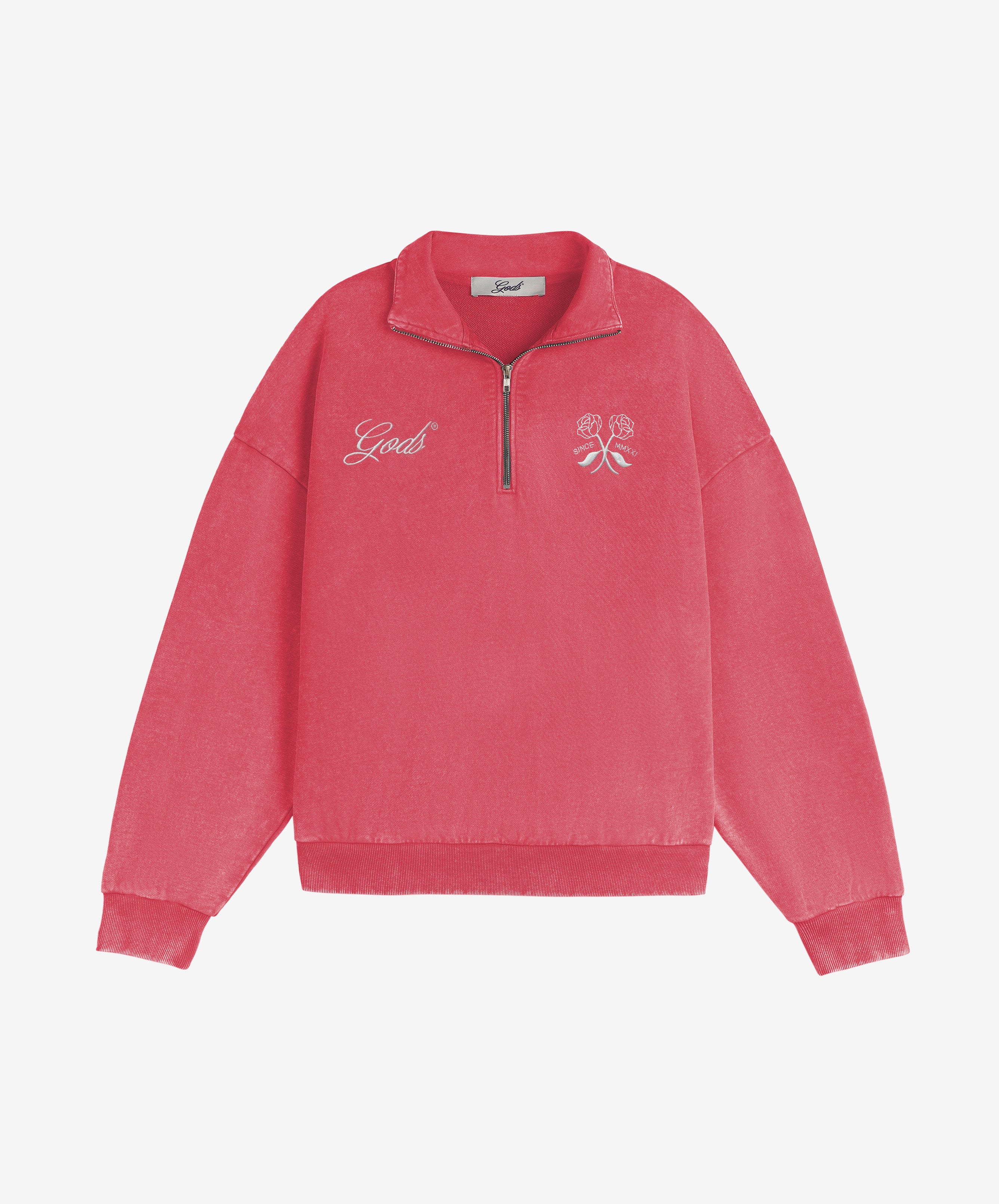 Gods Half Zip Washed Red