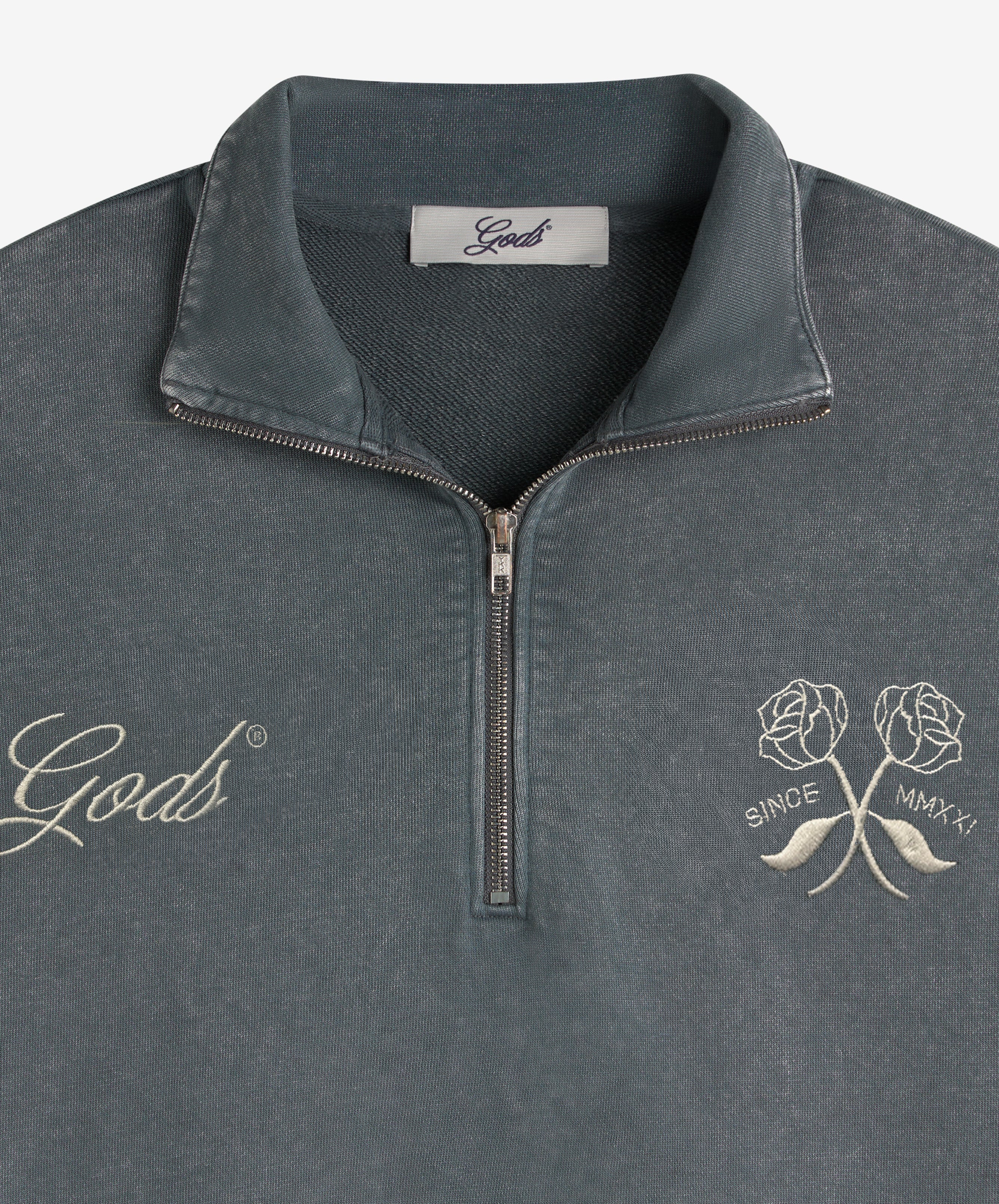 Gods Half Zip Washed Dark Grey