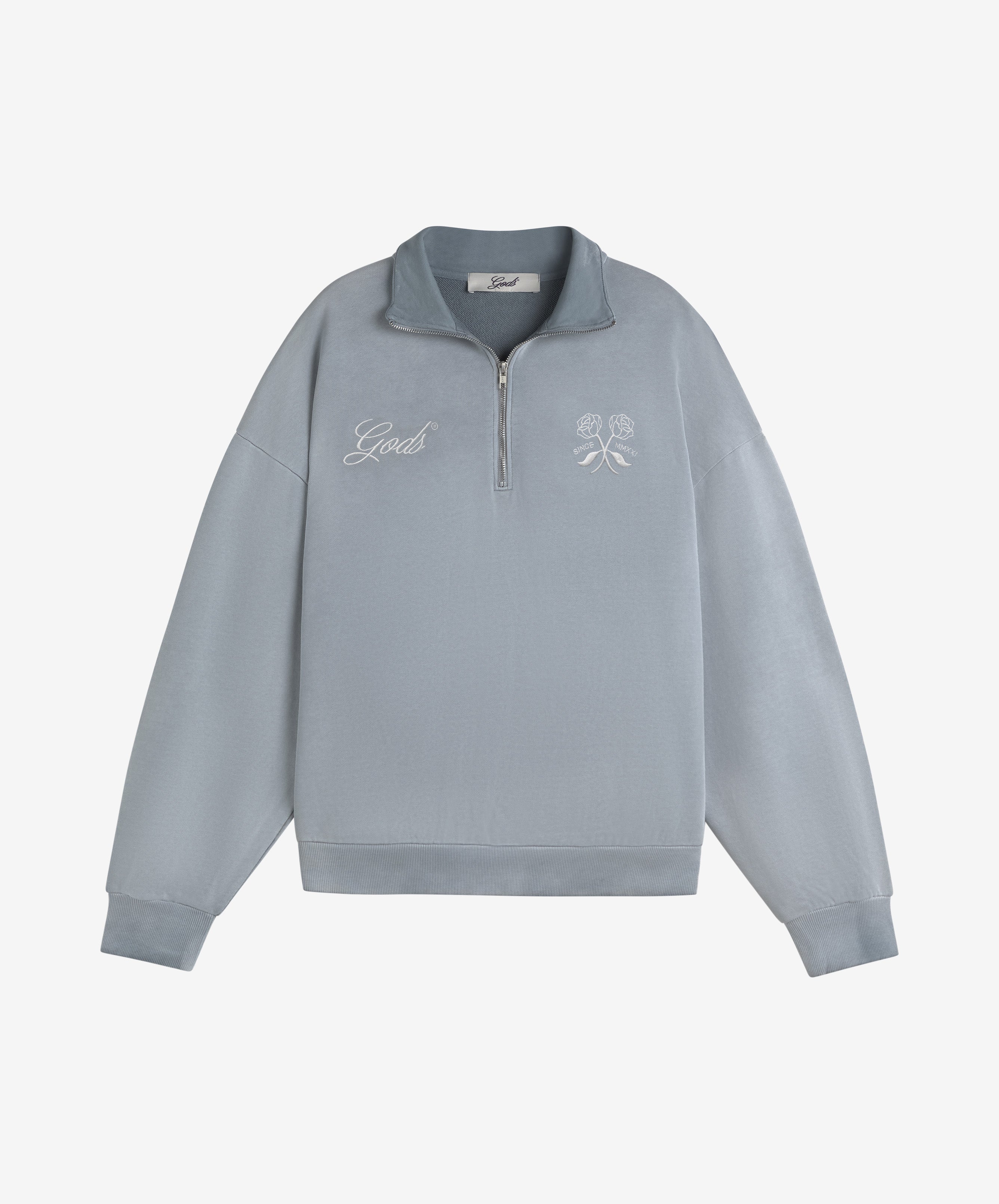Gods Half Zip Washed Grey