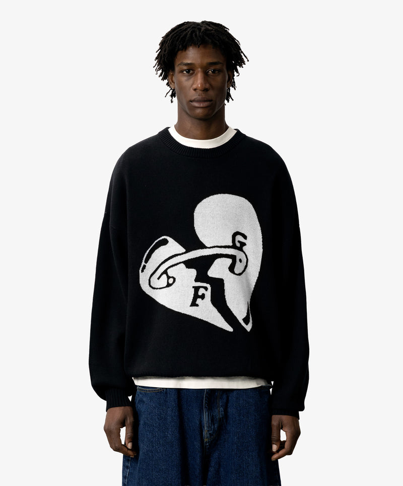 Valentine's Knitted Sweater Black