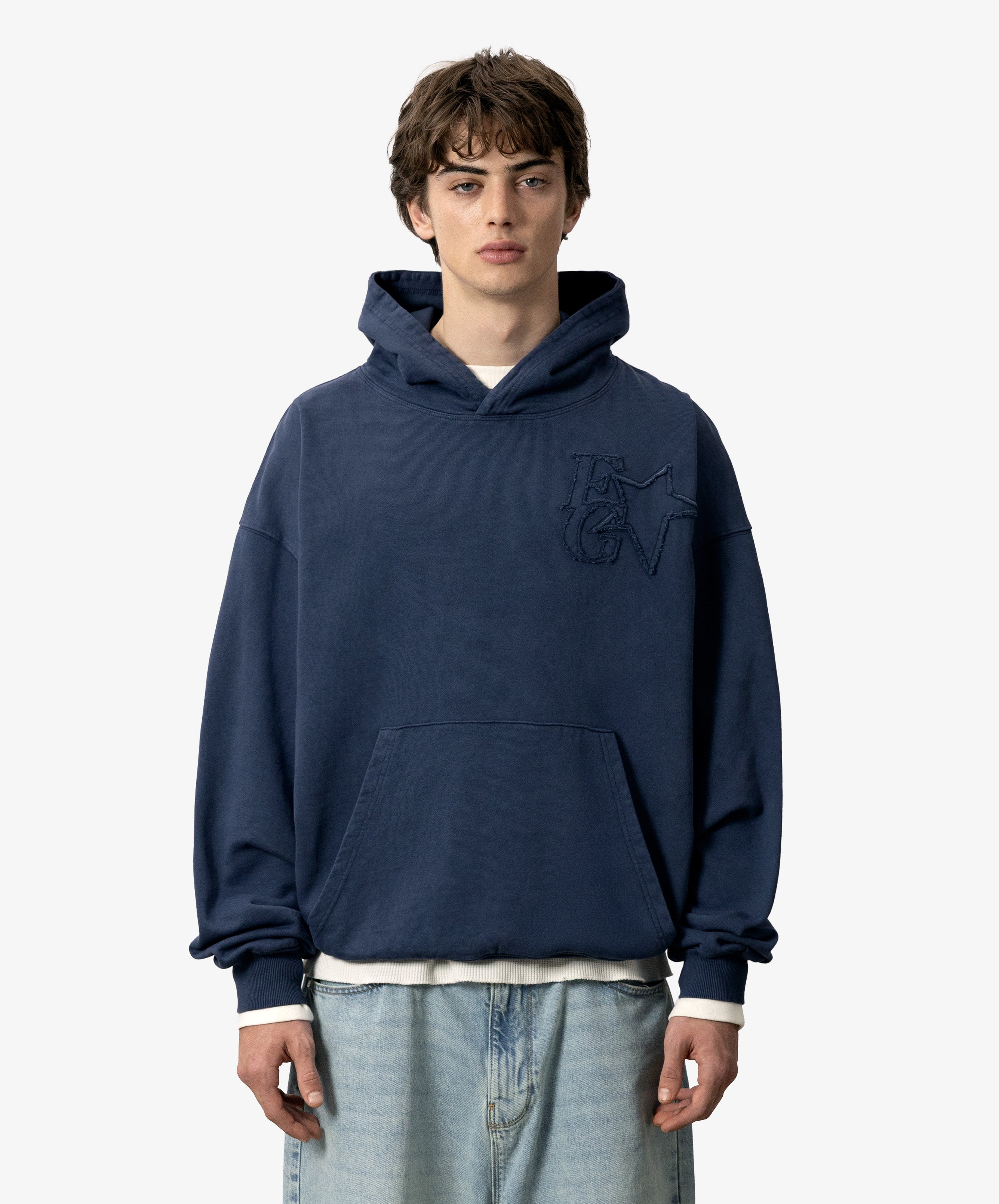 Star Washed Hoodie Navy