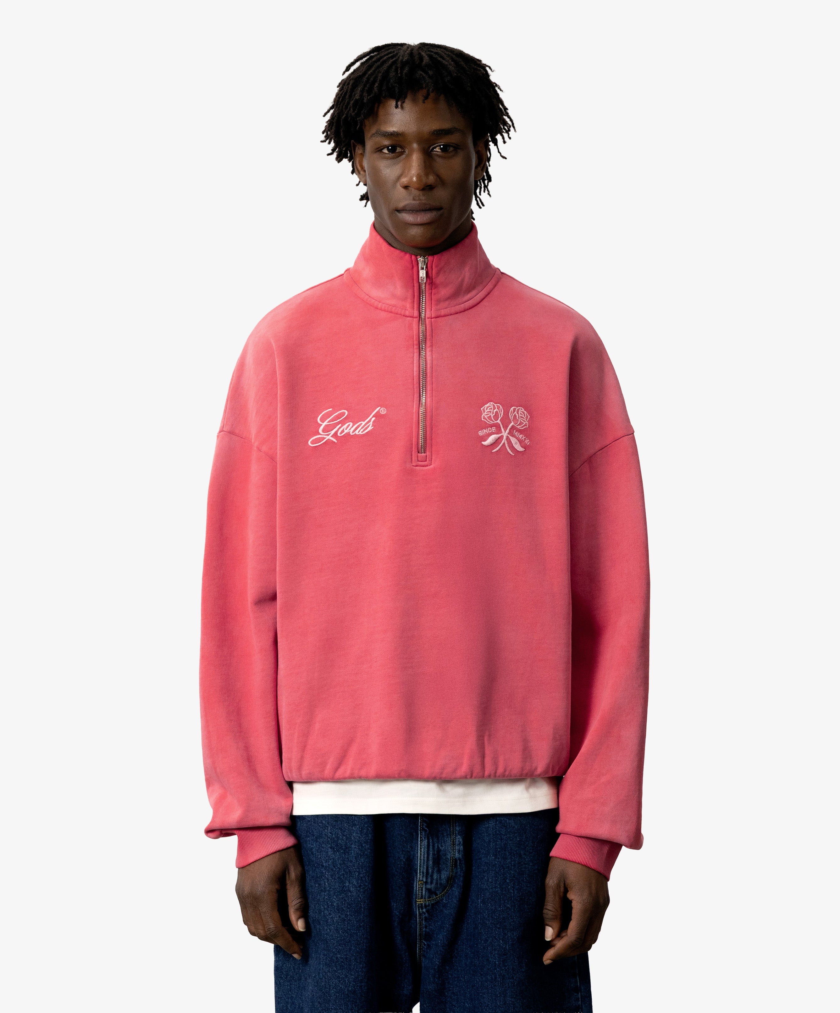 Gods Half Zip Washed Red