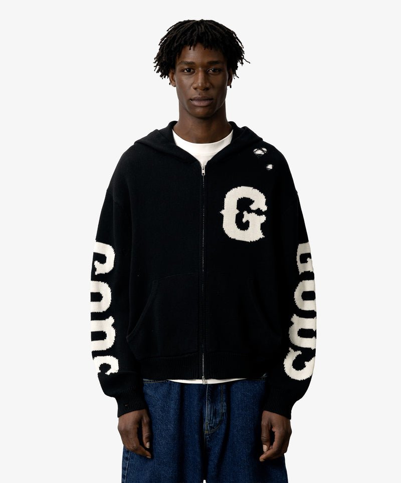 G Knitted Zipper Black