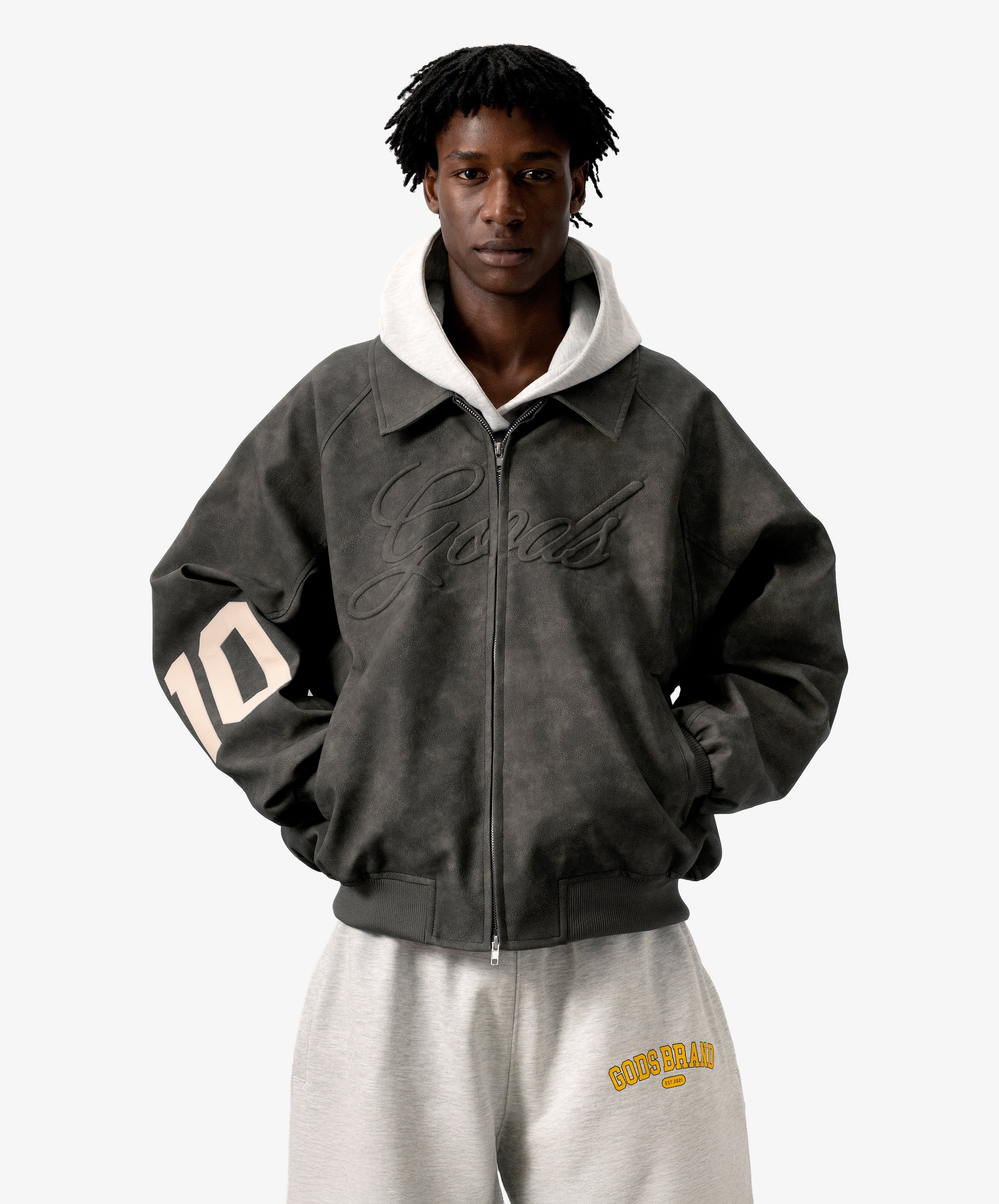 Vegan Leather Jacket Dark Grey