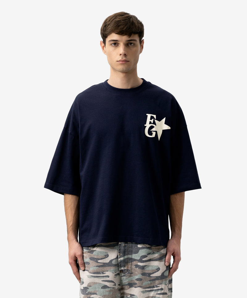 Star Boxy Tee Navy