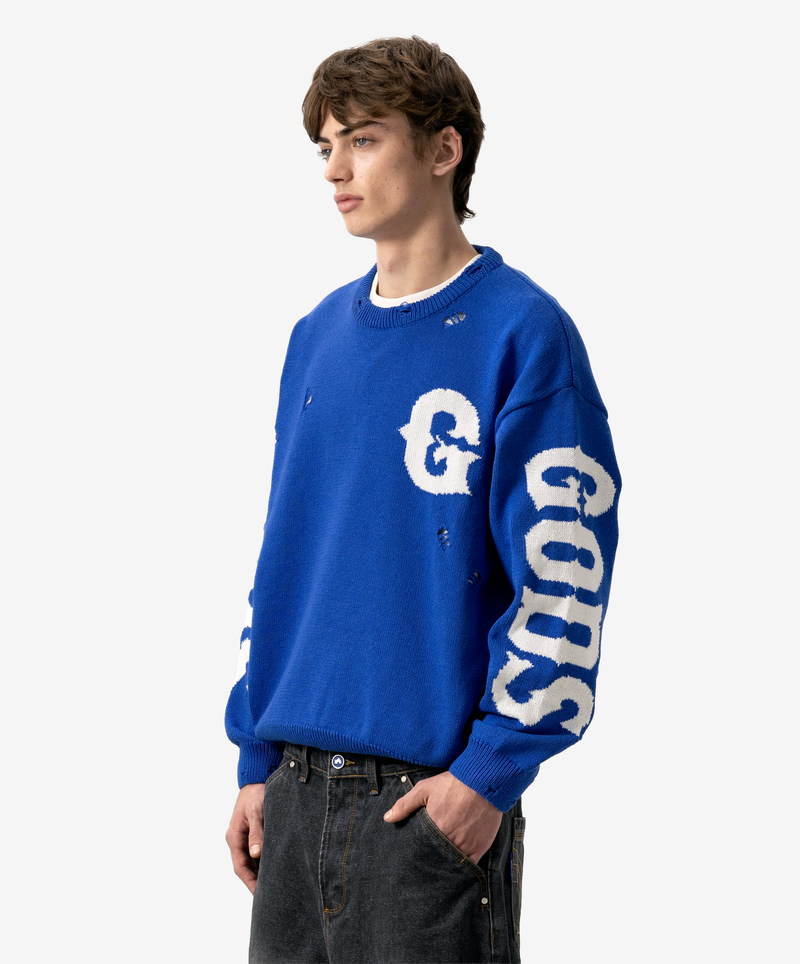 G Side Knitted Sweater Blue