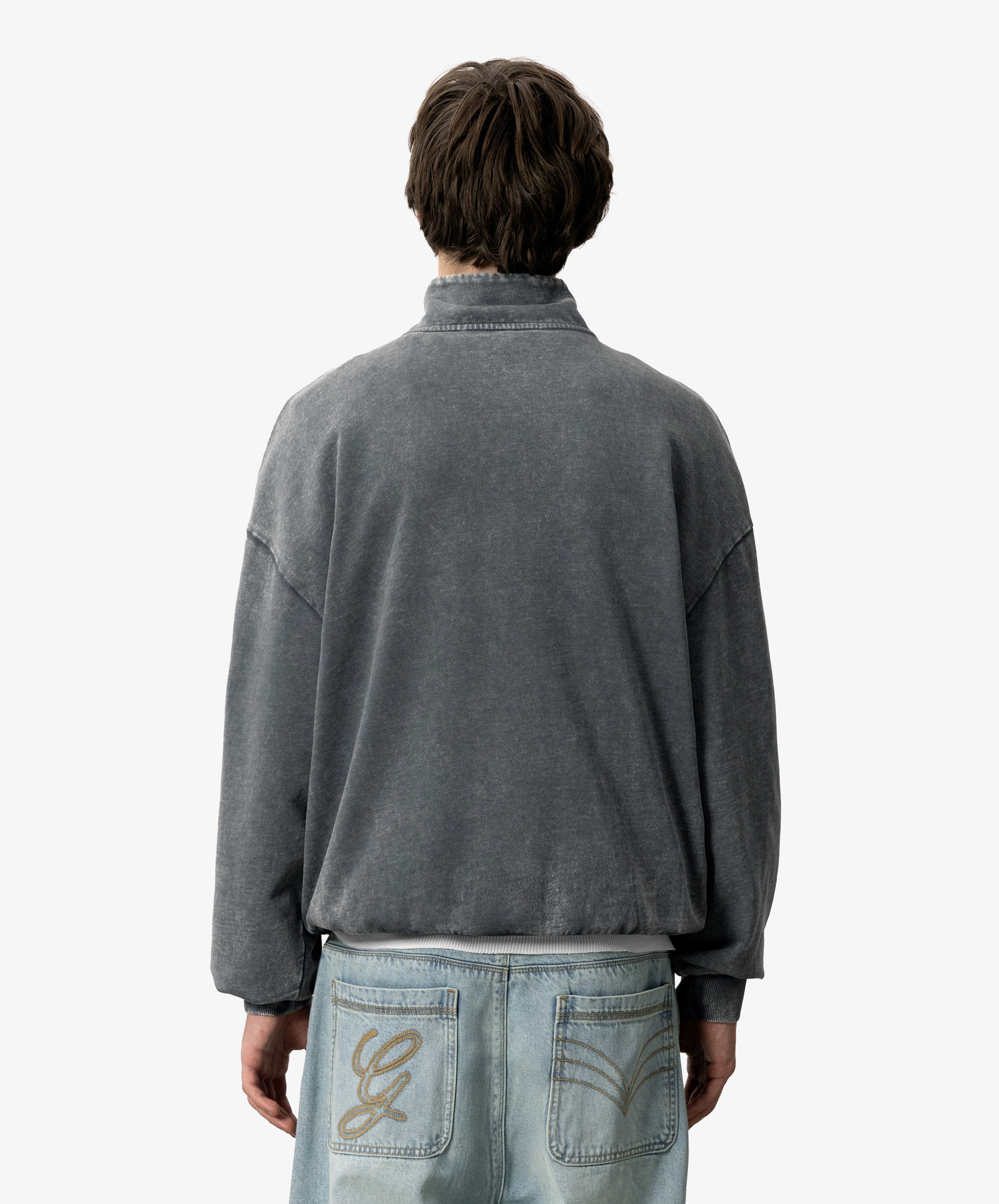 Gods Half Zip Washed Dark Grey