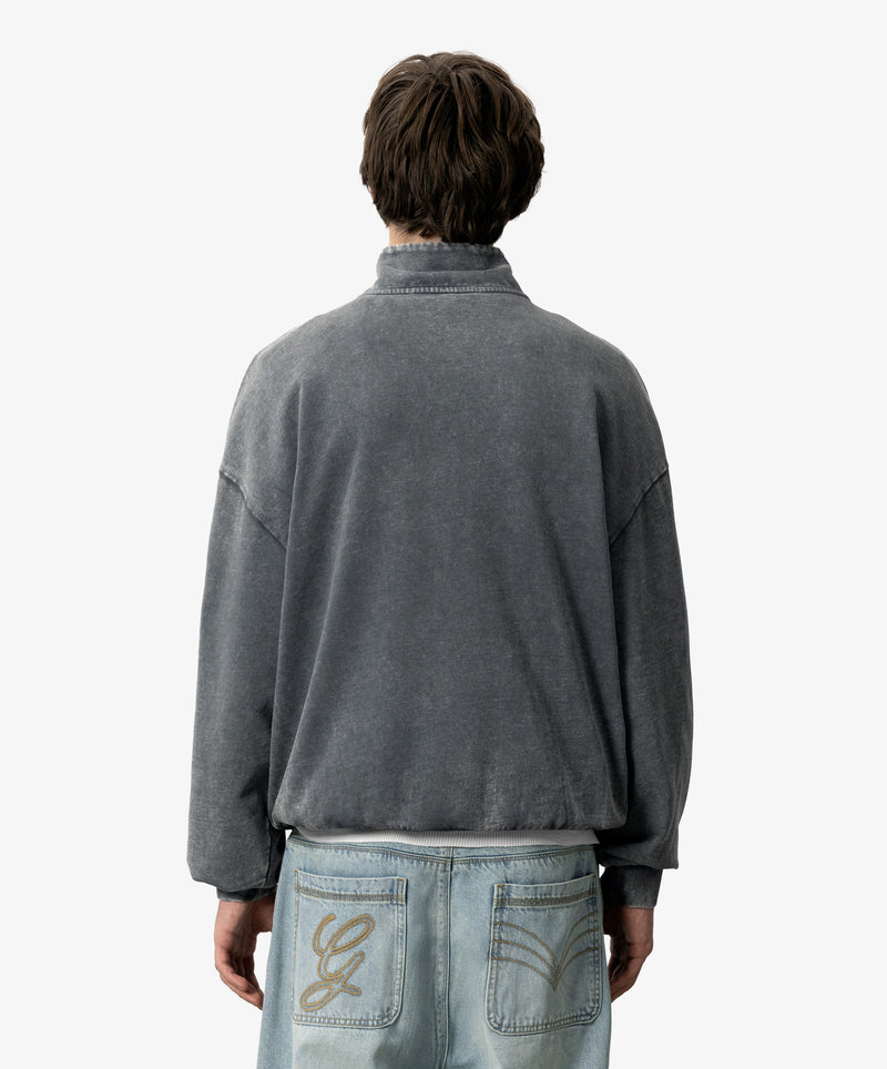 Gods Half Zip Washed Dark Grey