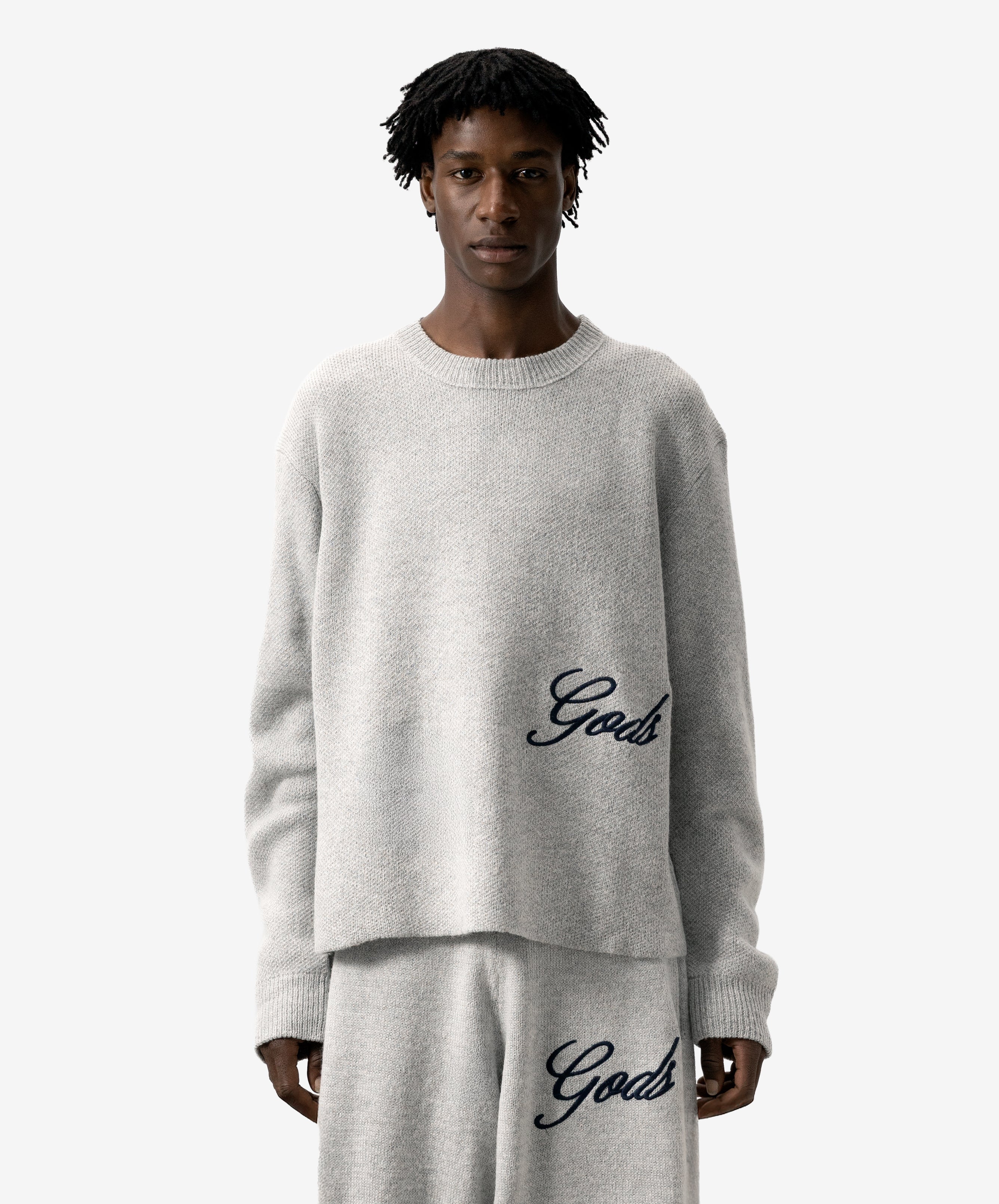 Handwritten Knitted Sweater Light Grey