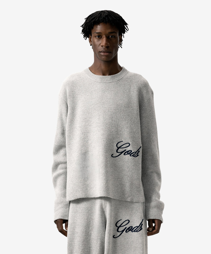 Handwritten Knitted Sweater Light Gray