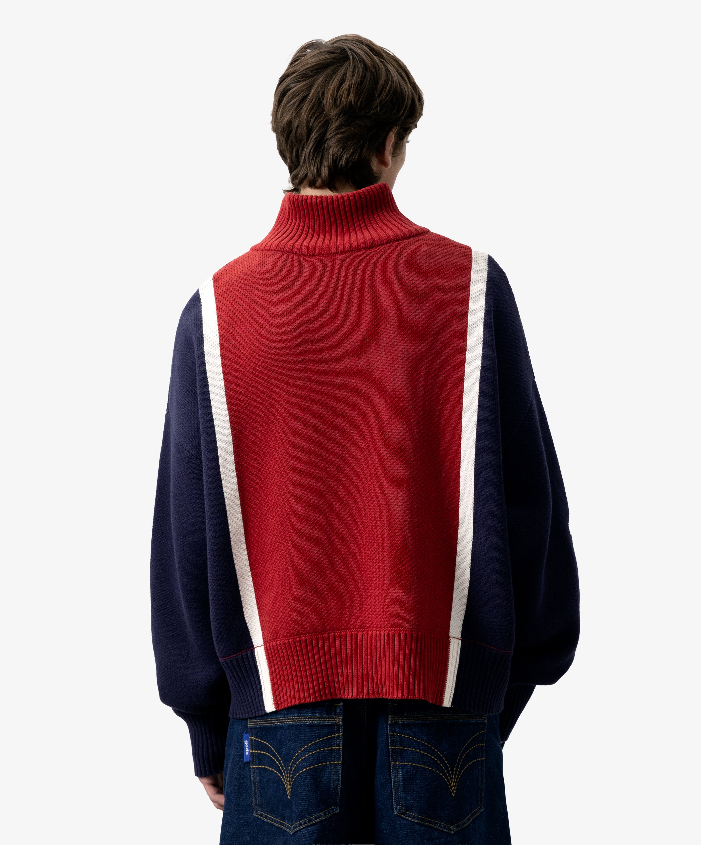 Alpine Rally Knitted Zipper Red-Navy