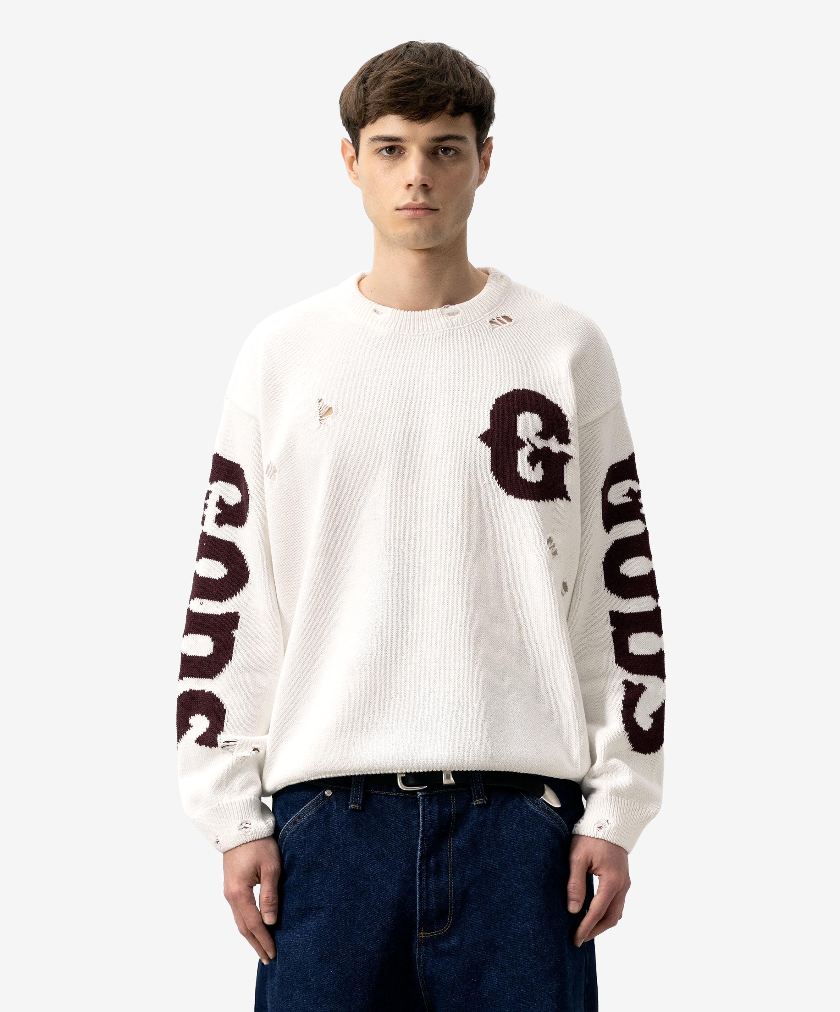 G Side Knitted Sweater White