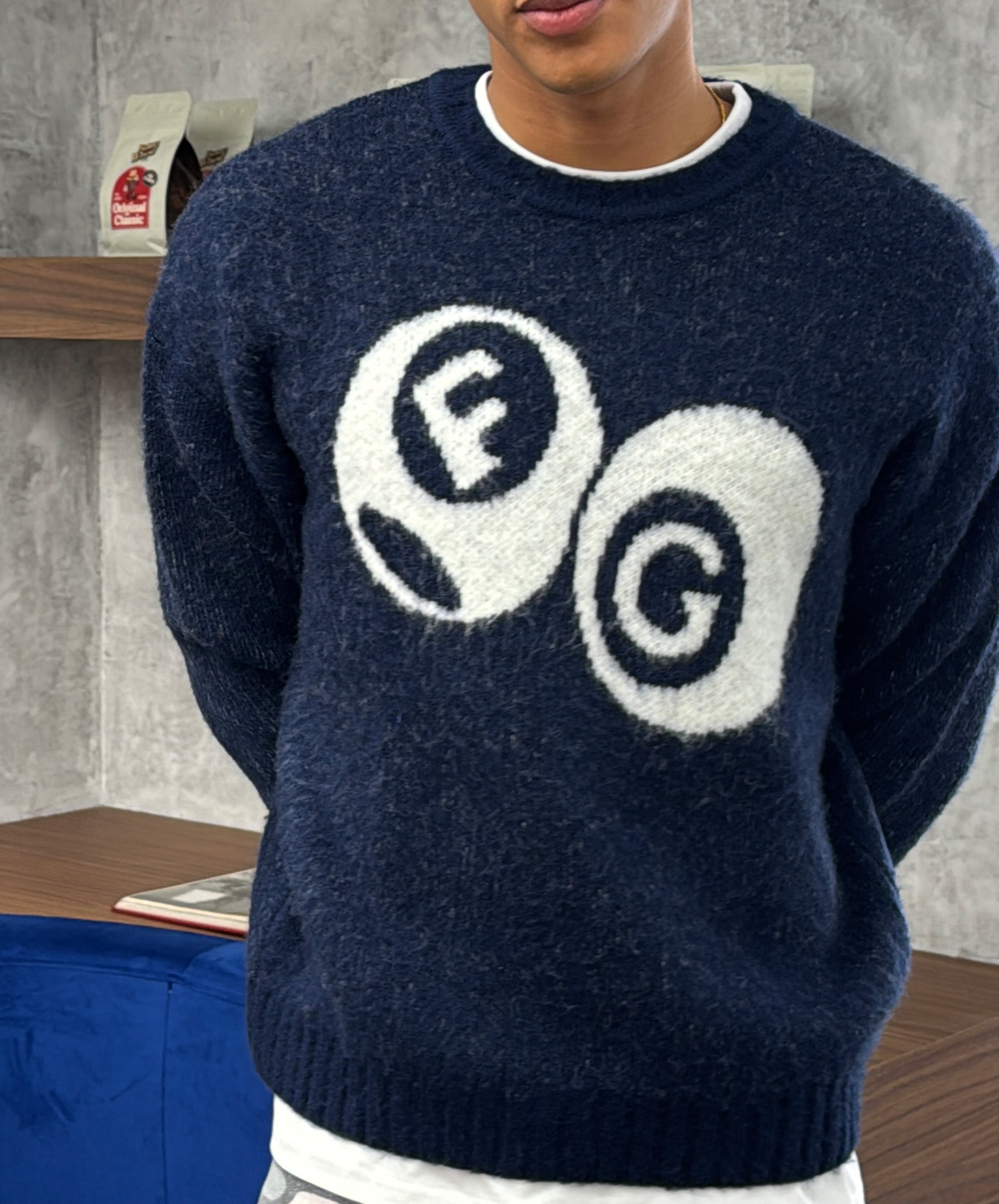 Billiard Knitted Mohair Sweater Navy
