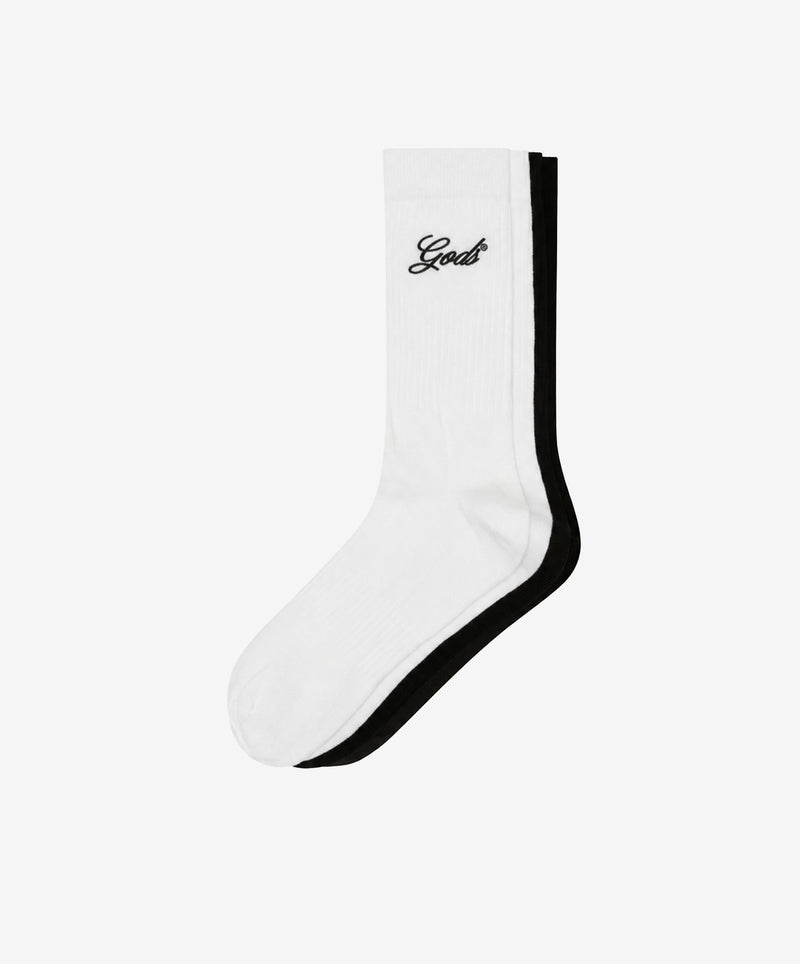 GODS SCRIPT SOCKS 2 PACK BW