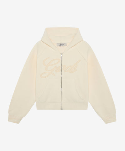 Script Knitted Zipper White