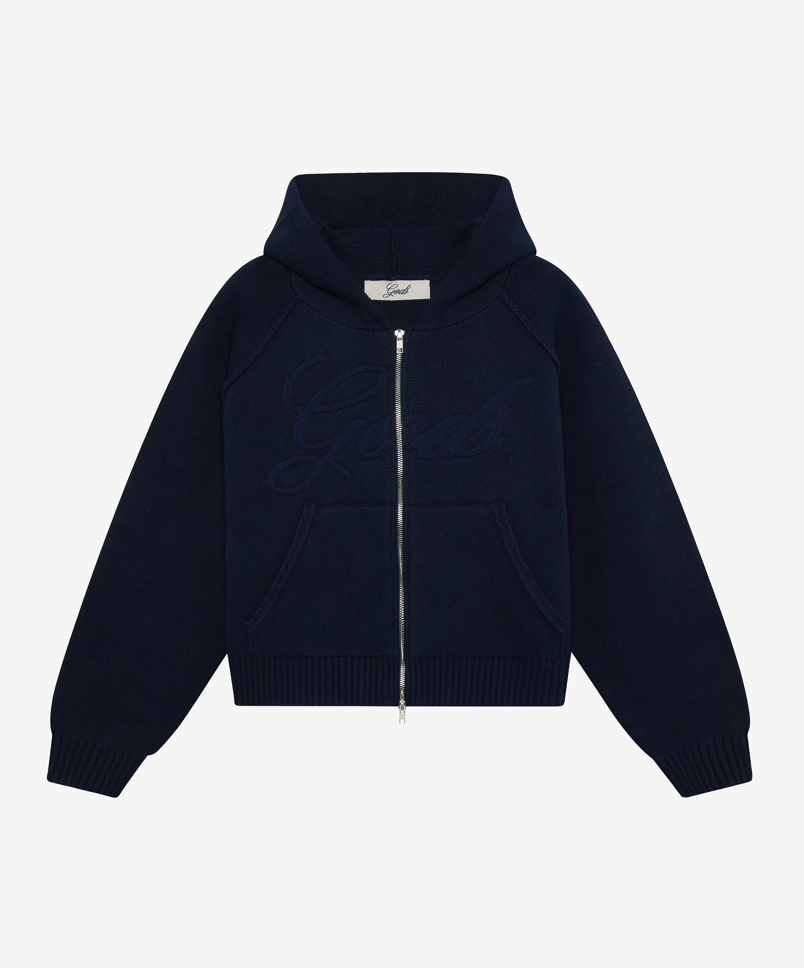 Script Knitted Zipper Navy