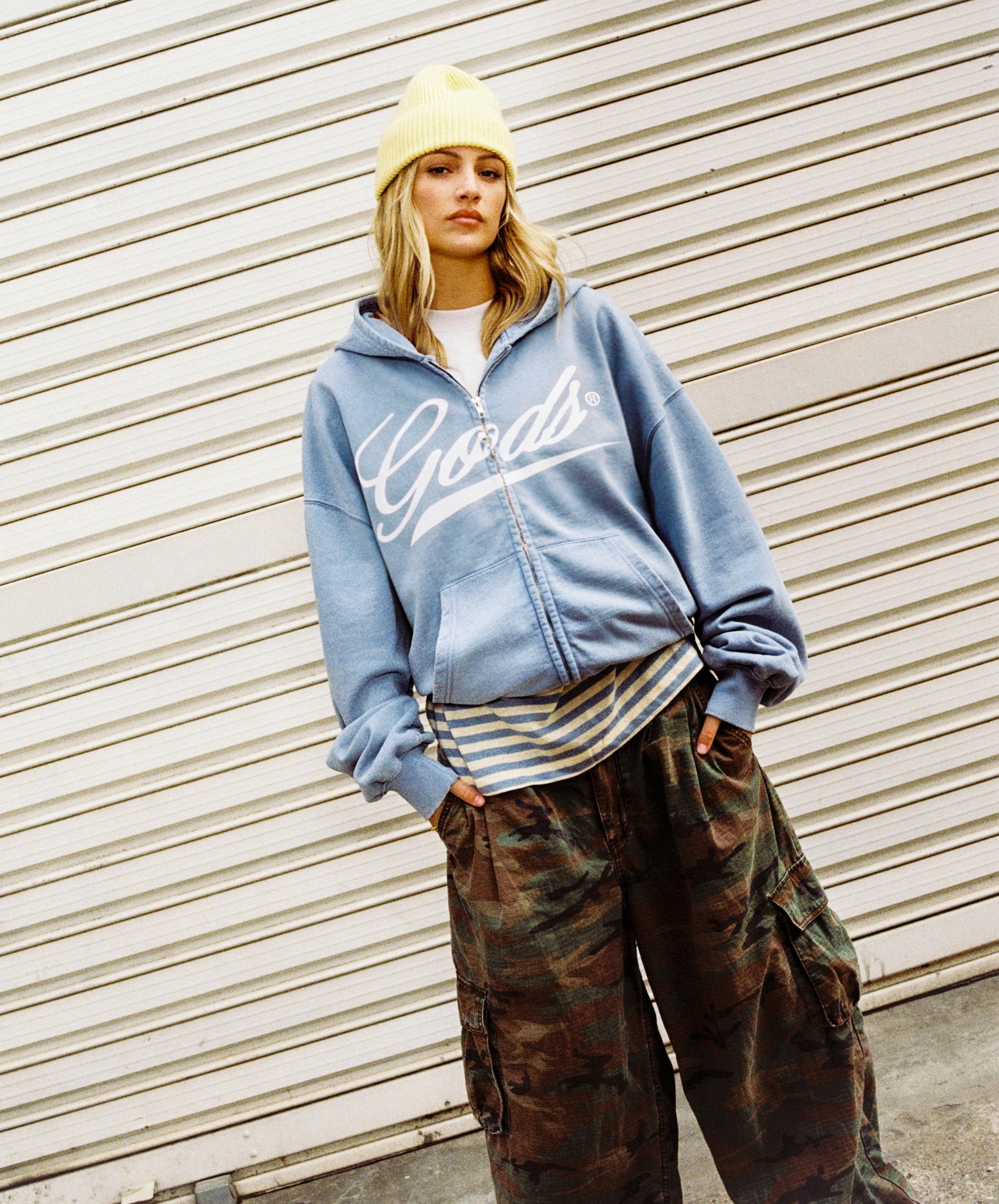 Gods Sunfaded Zipper Blue