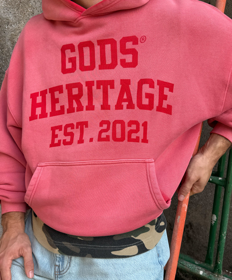 Heritage Washed Hoodie Red