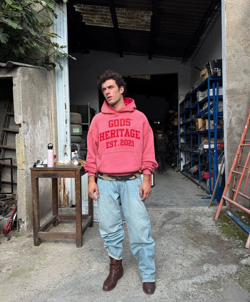 Heritage Washed Hoodie Red