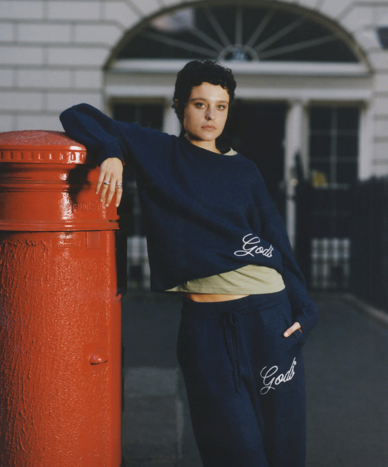 Handwritten Knitted Sweater Navy