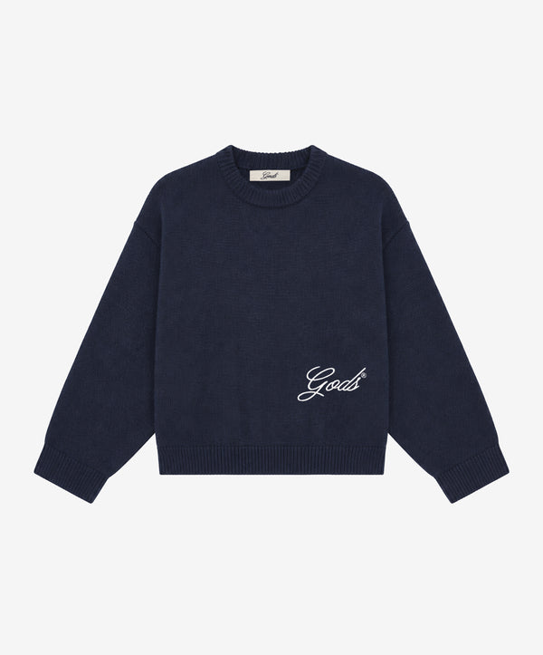 Handwritten Knitted Sweater Navy