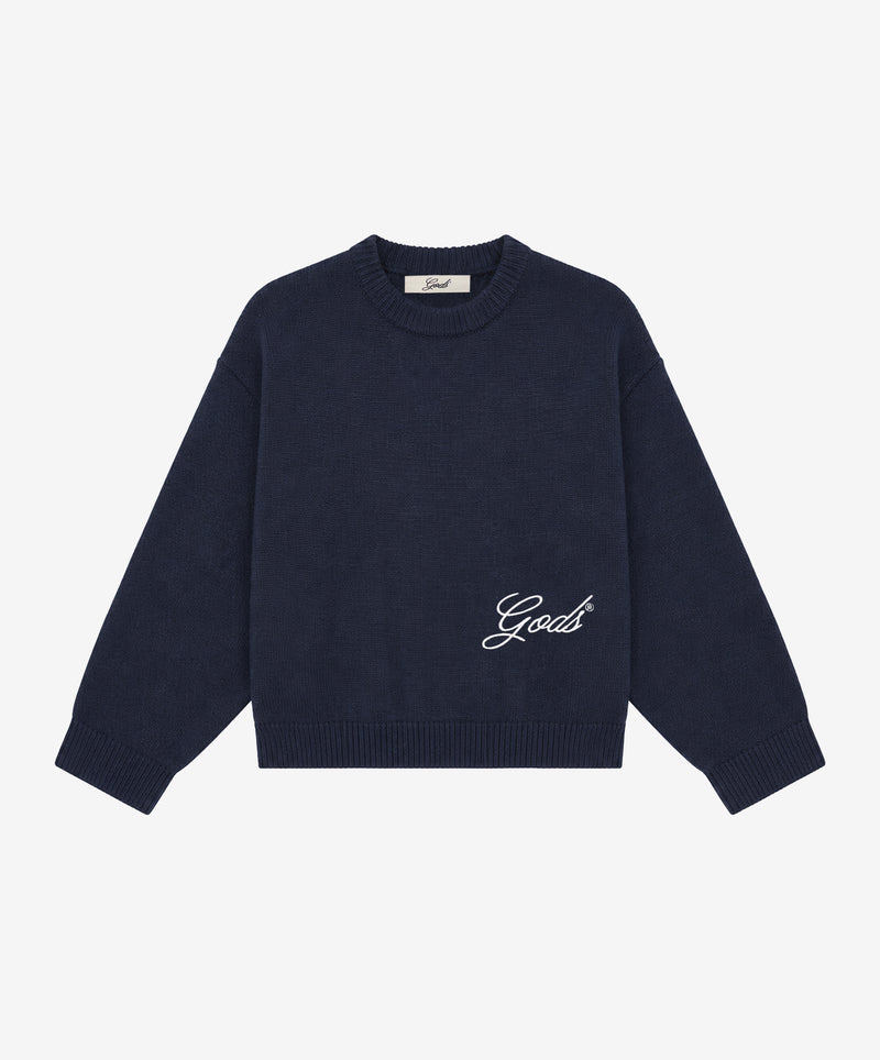 Handwritten Knitted Sweater Navy