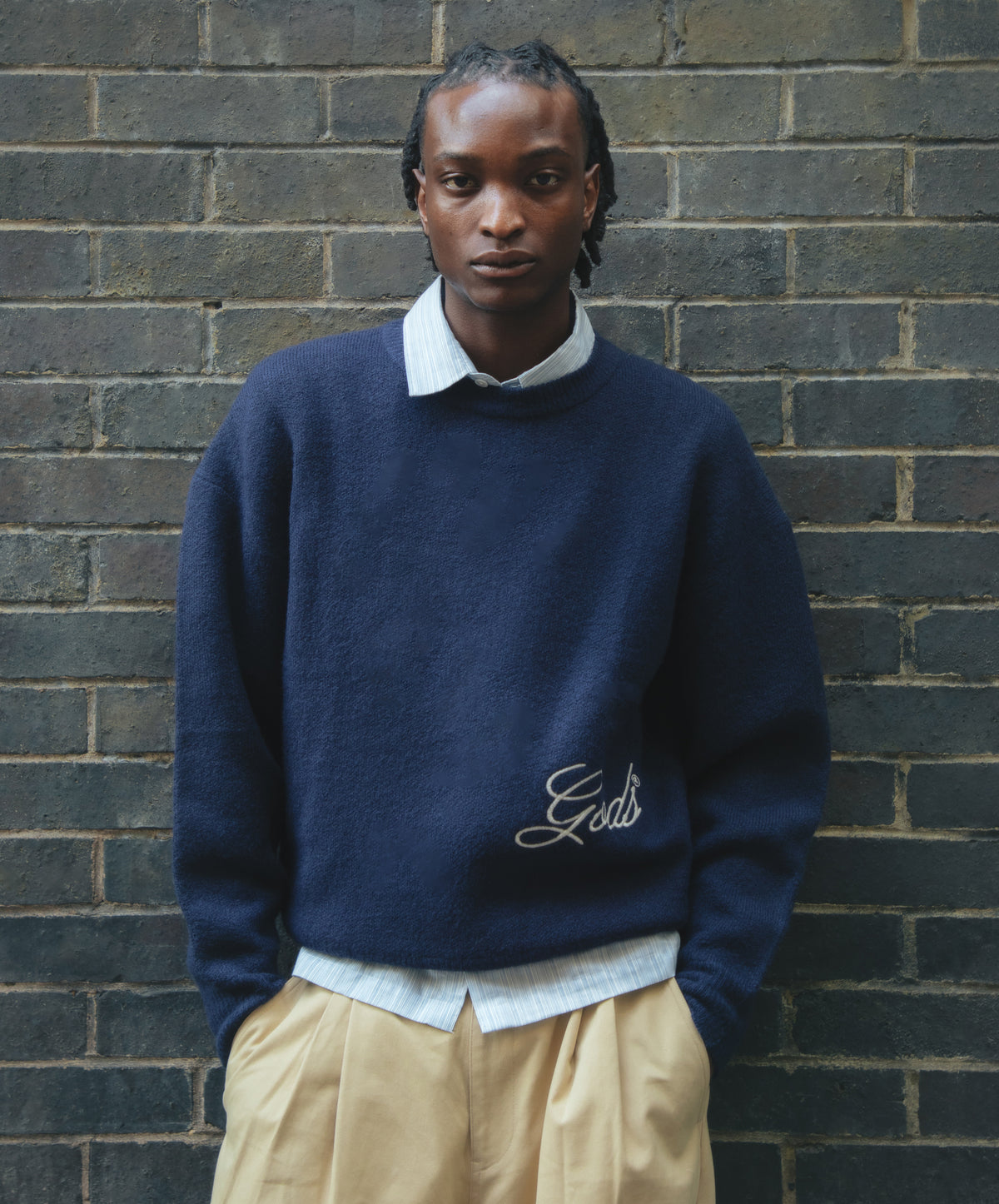 Handwritten Knitted Sweater Navy