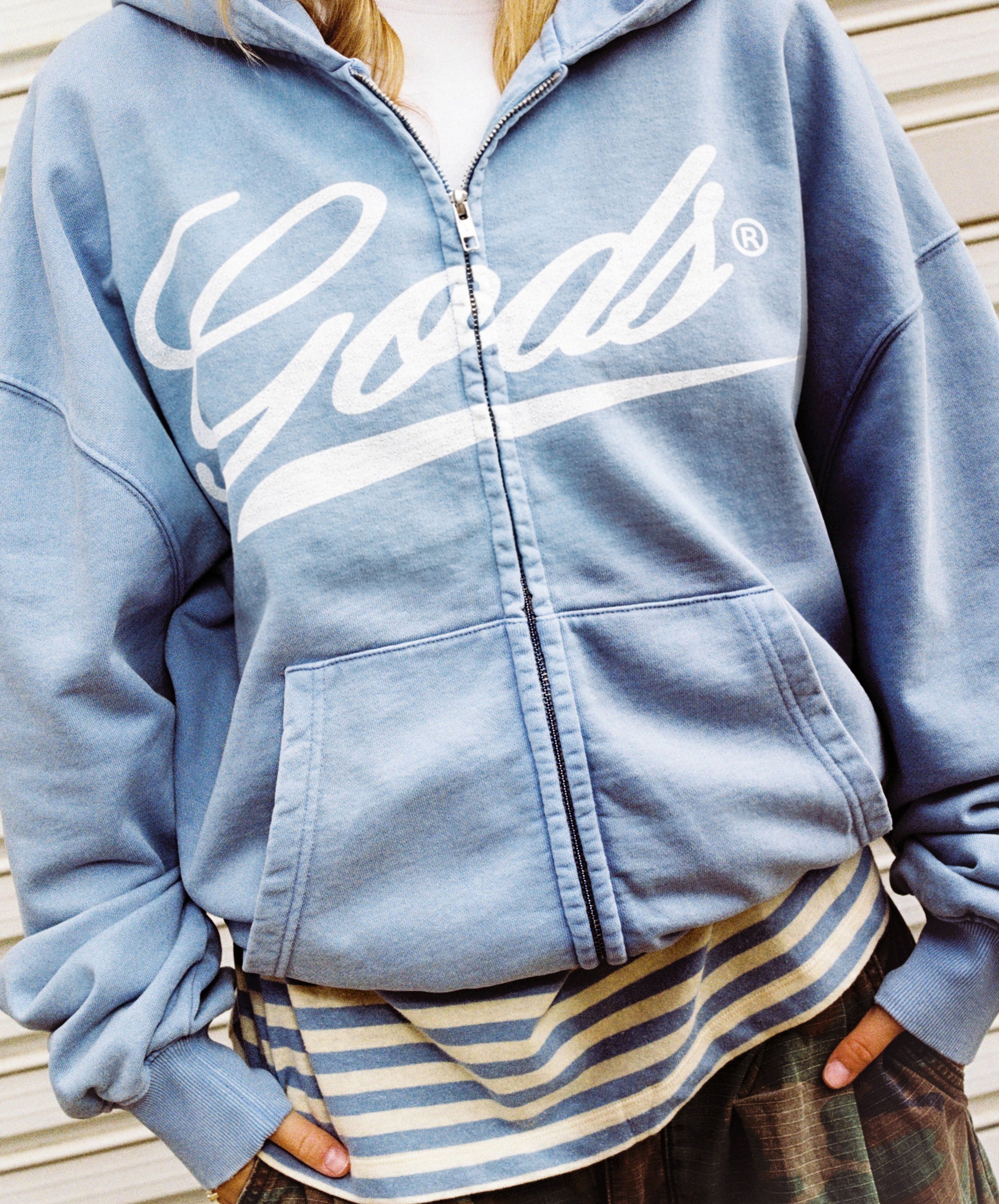 Gods Sunfaded Zipper Blue