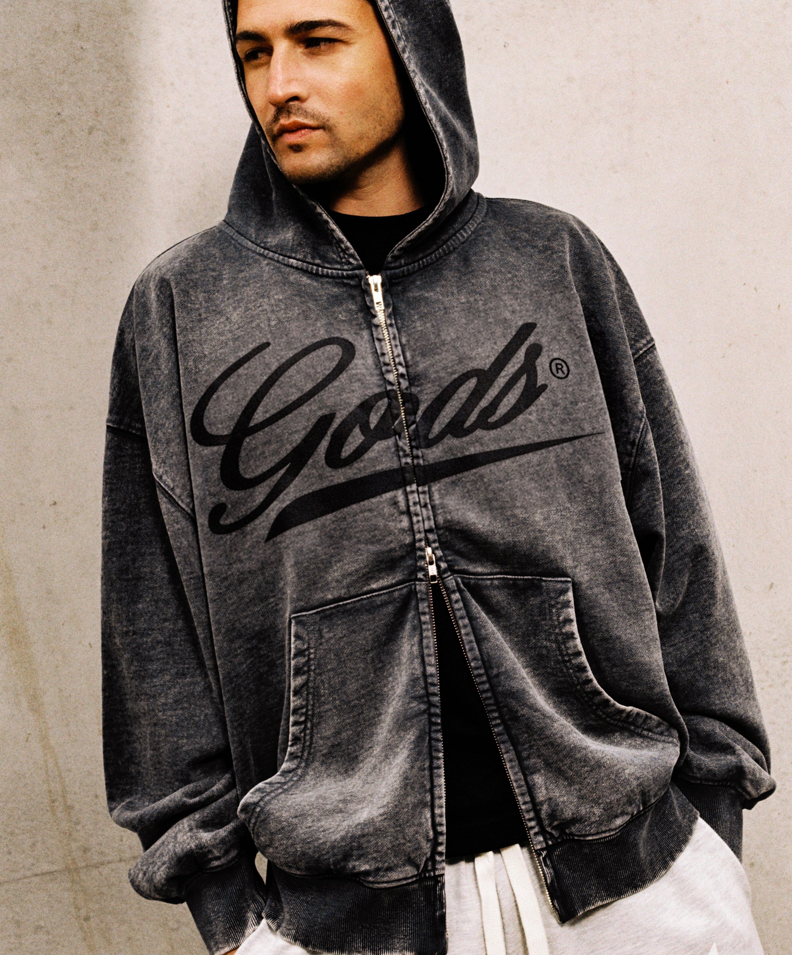 Gods Sunfaded Zipper Dark Grey