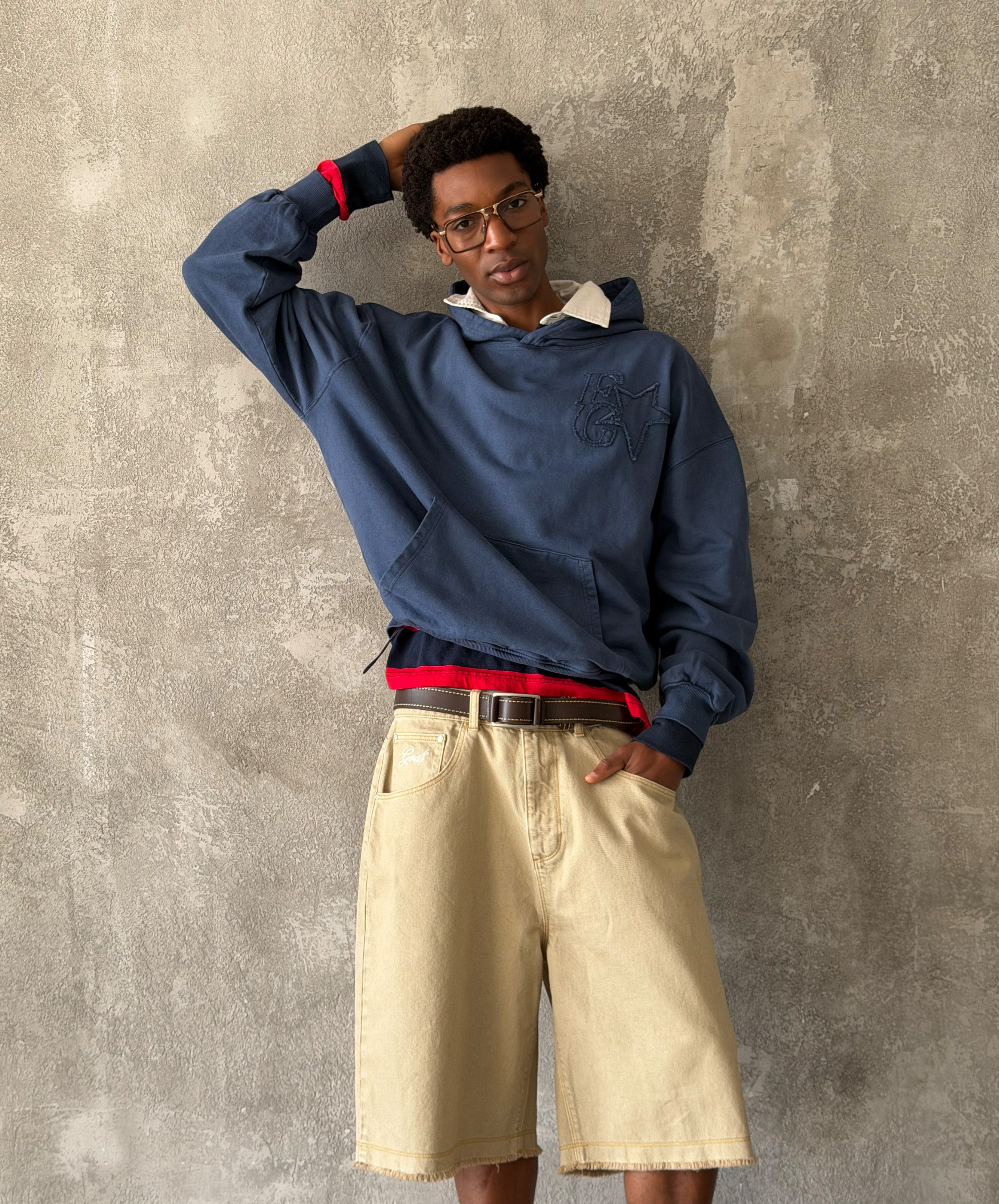 Star Washed Hoodie Navy