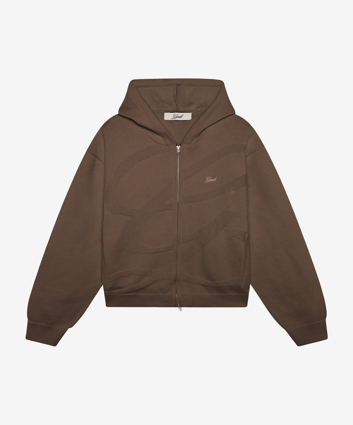 G Textured Knitted Zipper Brown