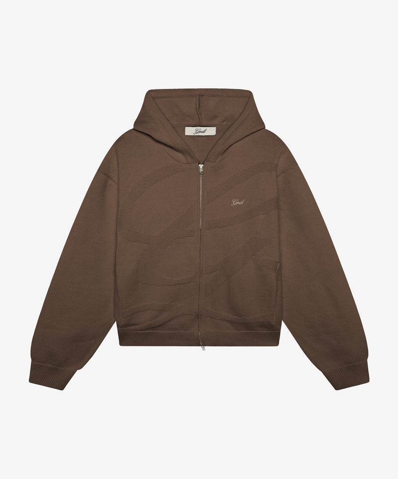 G Textured Knitted Zipper Brown