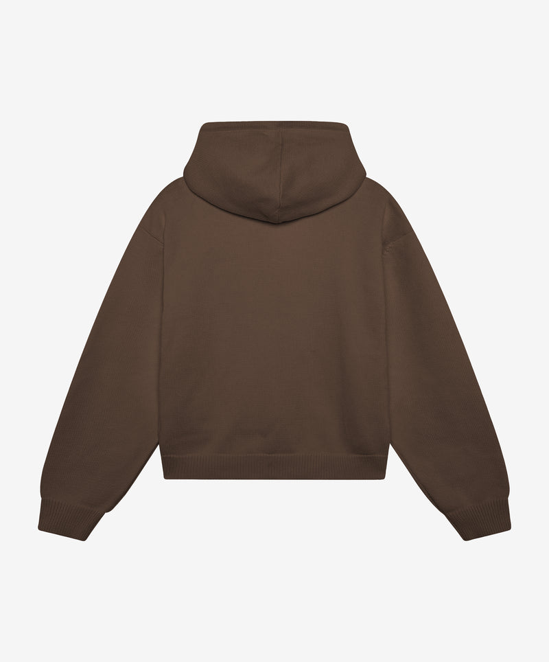 G Textured Knitted Zipper Brown