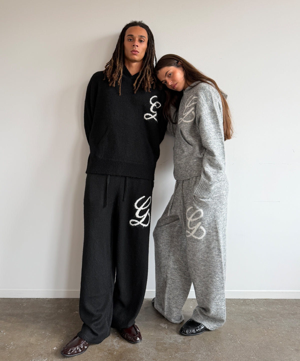 Jacquard Knit Pants Black