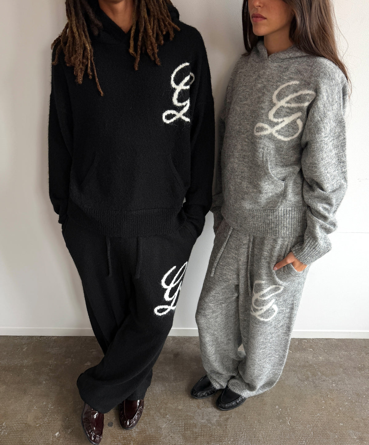 Jacquard Knit Pants Black