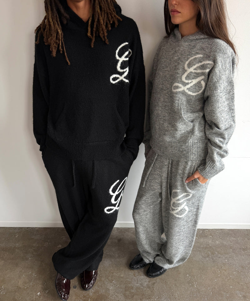 Jacquard Knit Pants Black
