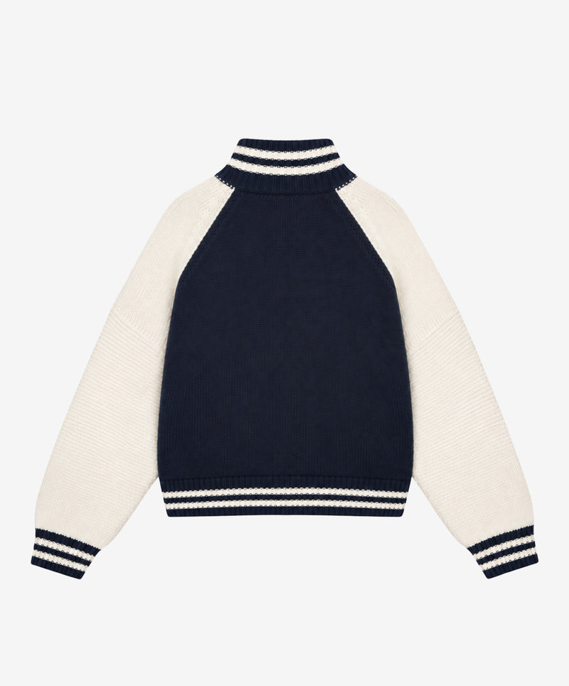 Varsity Knitted Jacket Navy