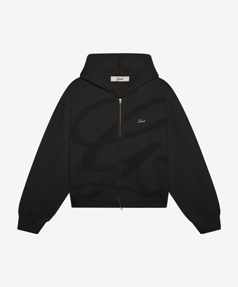 G Textured Knitted Zipper Black