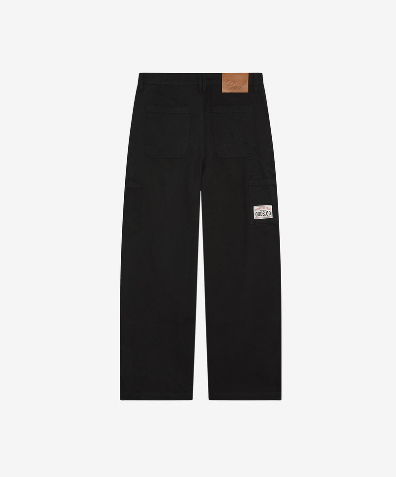 Double Knee Washed Pants Black