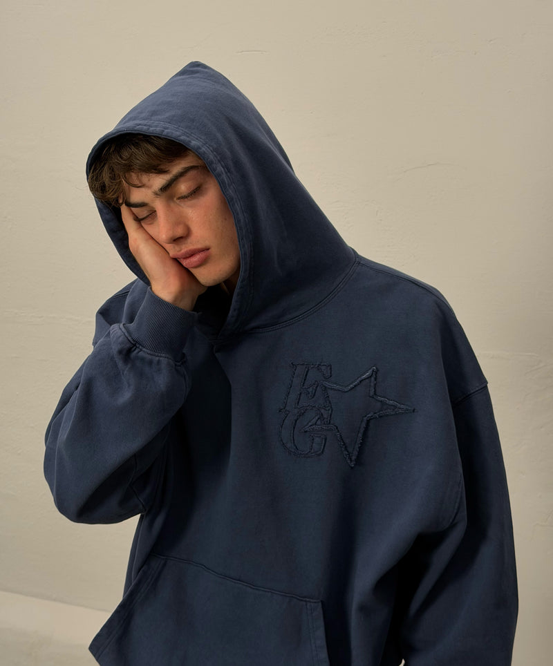 Star Washed Hoodie Navy