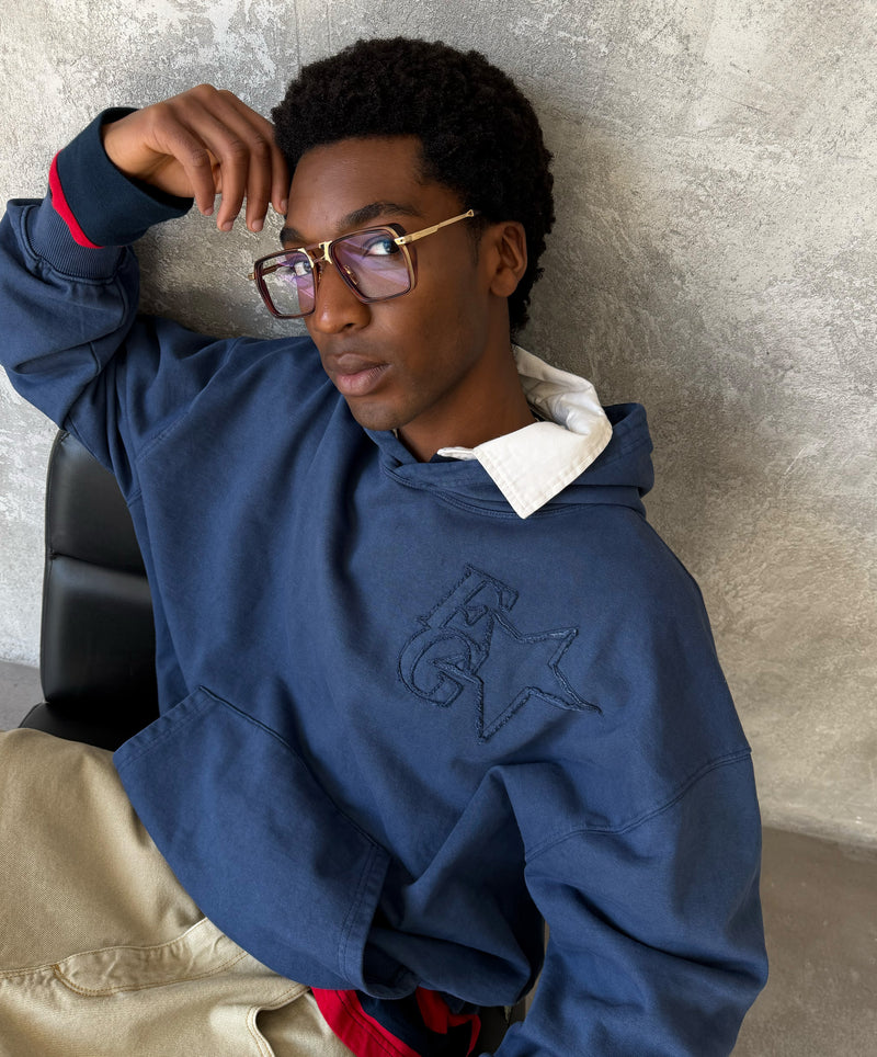 Star Washed Hoodie Navy