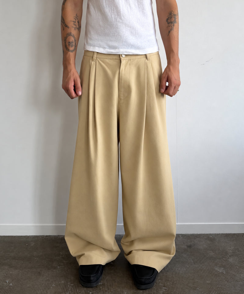 Pleat Plant Pants Beige