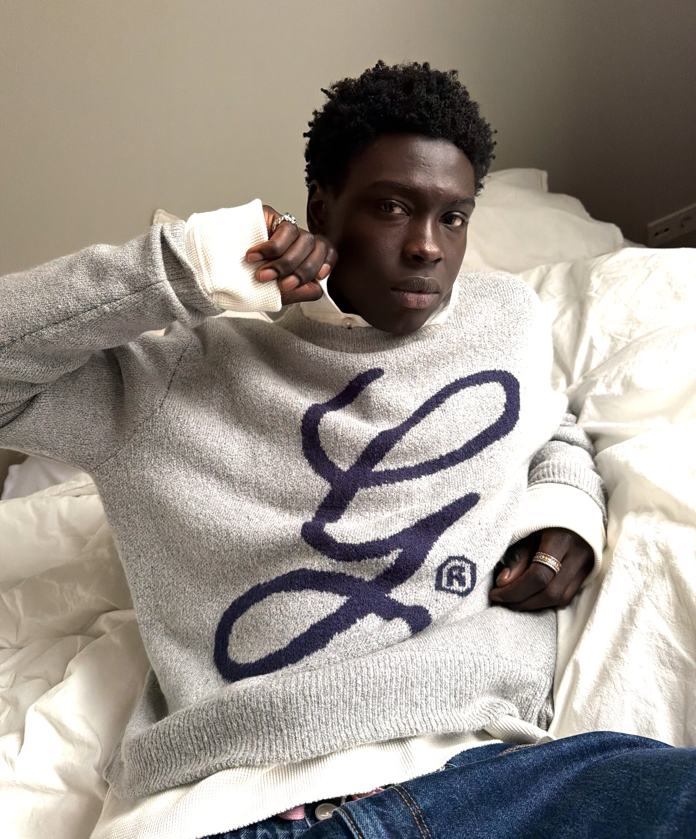 G'S Knitted Sweater Light Grey