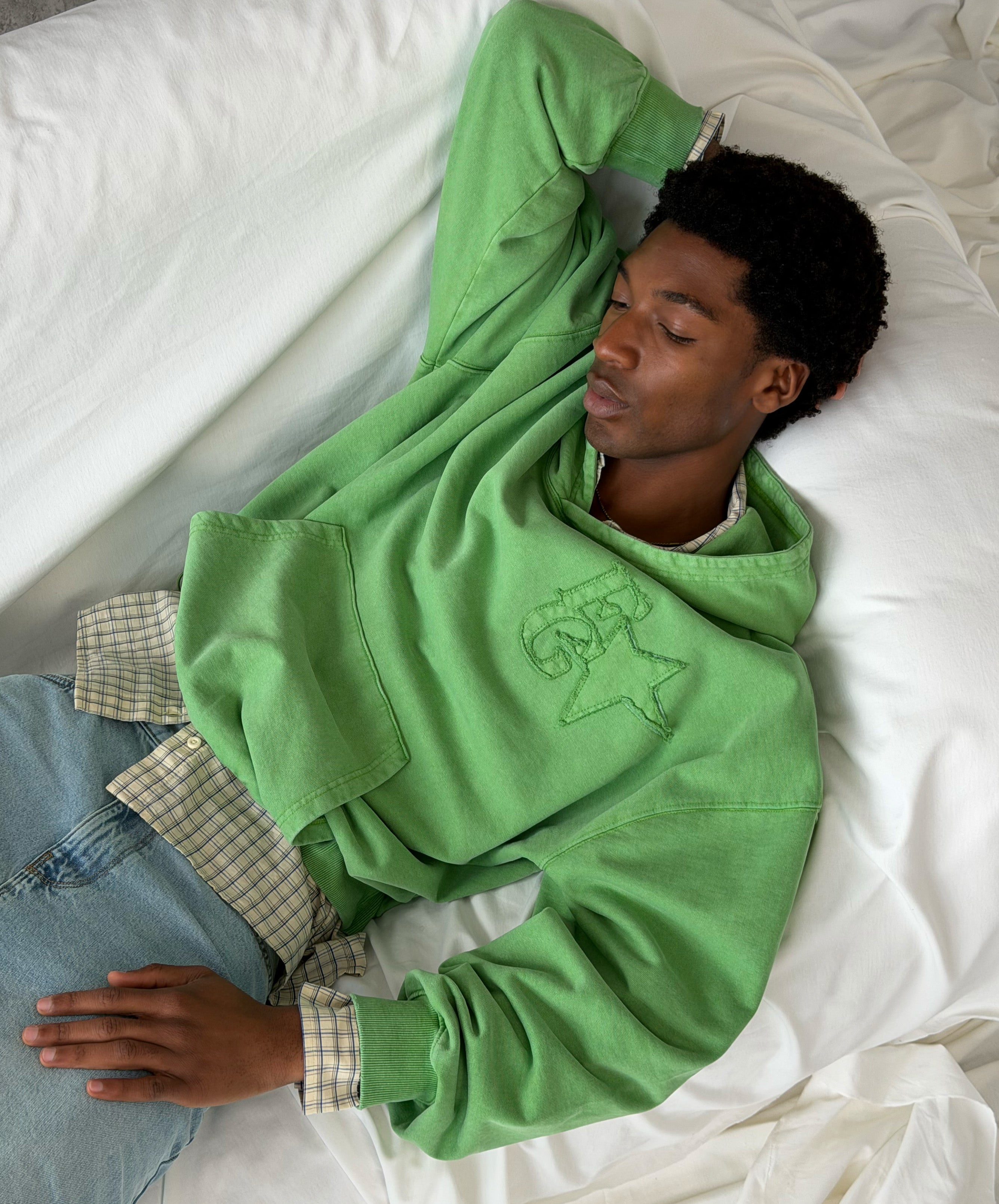 Star Washed Hoodie Green