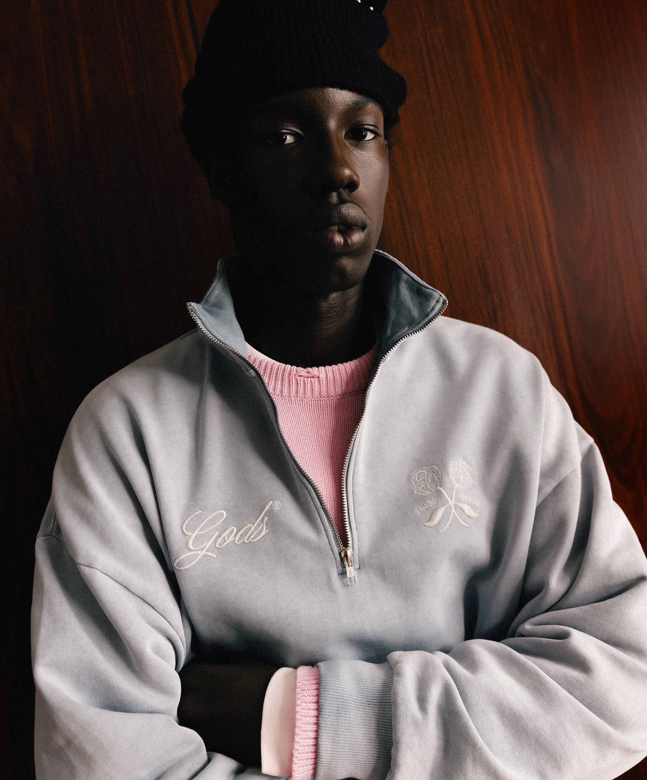 Gods Half Zip Washed Grey