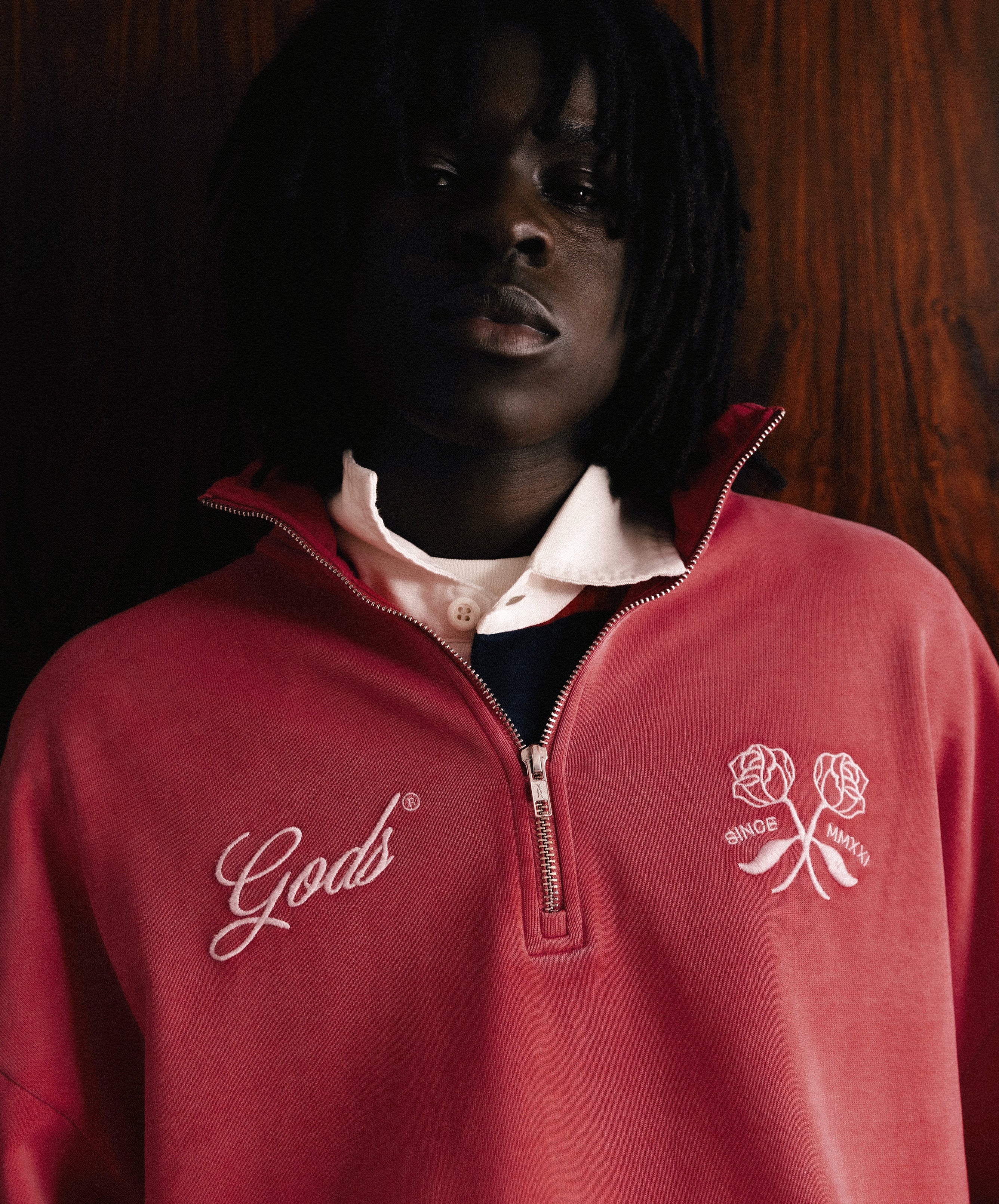 Gods Half Zip Washed Red