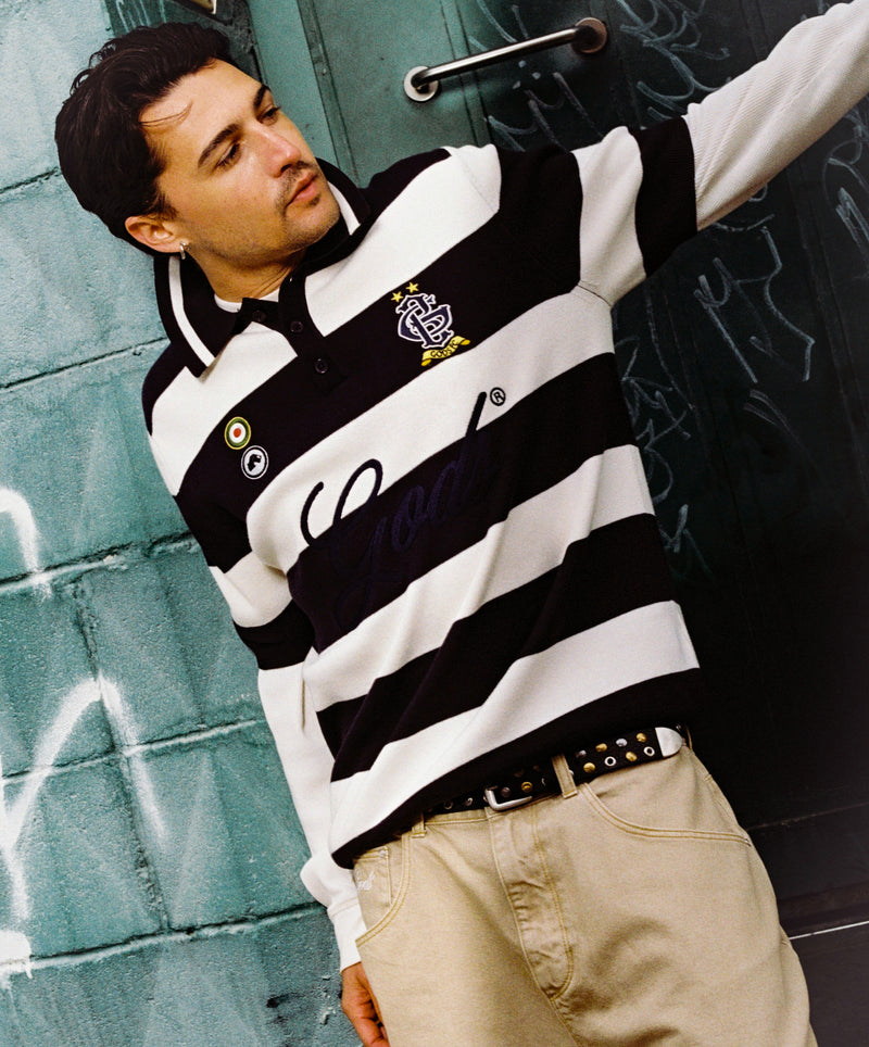 Striped Polo Navy