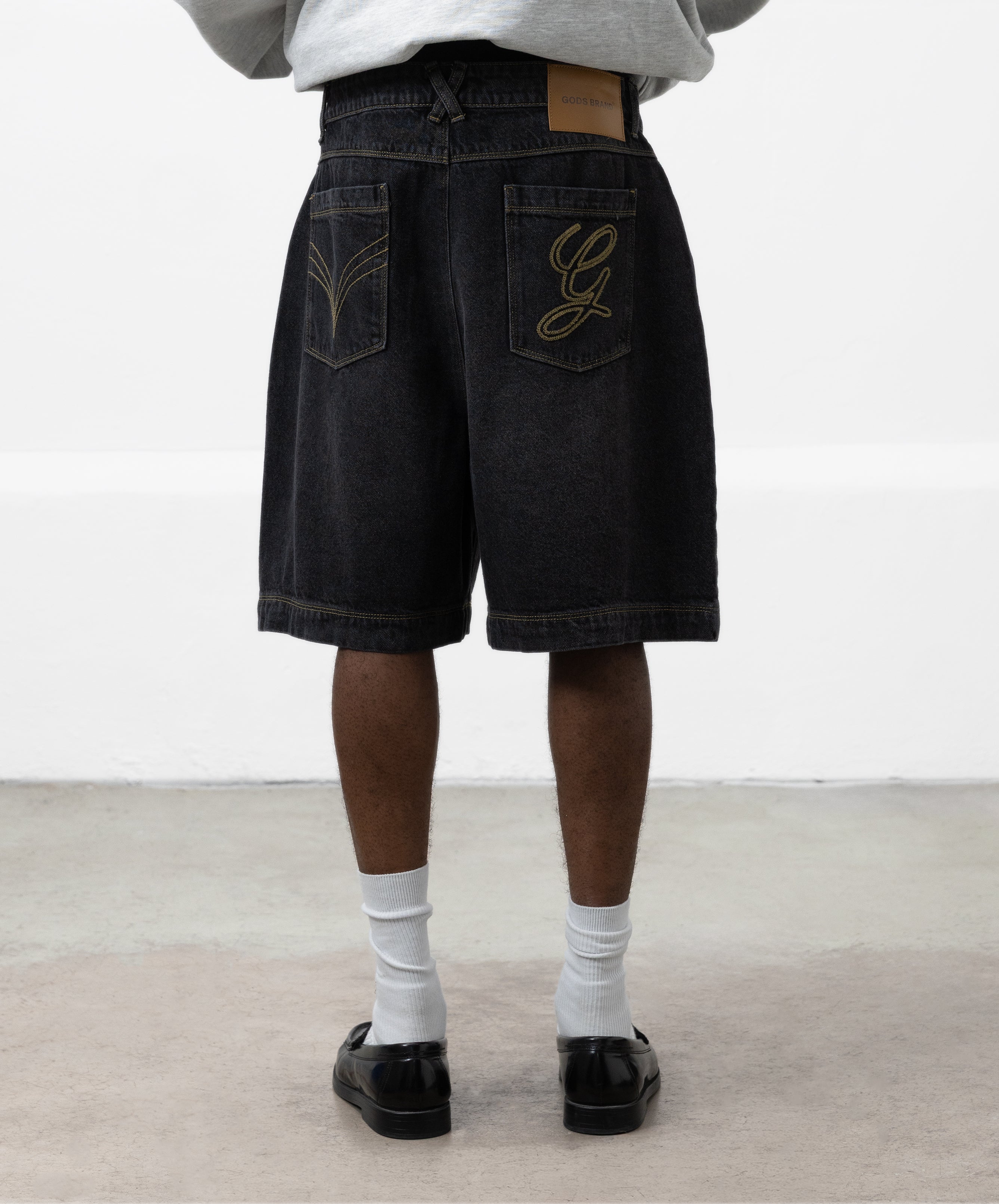 Gods Denim Shorts Dark Grey
